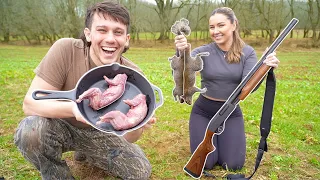 Taking My WIFE Squirrel hunting for Her FIRST TIME!! (CATCH CLEAN COOK)