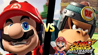 Mario Strikers Battle League Team Mario vs Team Donkey Kong in Mushroom Hill