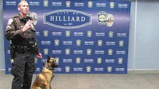 Hilliard officer Dustin Kaiser and Jawaak