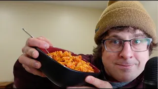 ASMR eating pasta and talking about video games I used to play, whispering