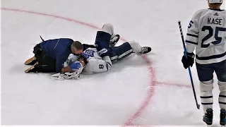 Jake Muzzin Heads To The Dark Room After Hitting Head On The Ice Following Collision With Wideman