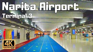 【4K Japan Walk】Narita Airport Terminal 3. International Airport in Tokyo Japan.