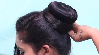 2-minute Elegant bun hairstyle ★ Easy updo hairstyles ★ How to make Simple Hair bun for everyday use