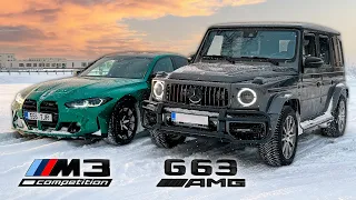 BMW M3 xDrive vs Mercedes-Benz G63 AMG - Winter DRAG RACE