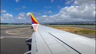 Southwest Airlines taking off In Honolulu International Airport in Oahu, Hawaii, USA.