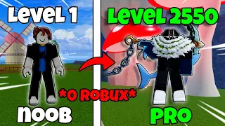 NOOB To MAX LEVEL With NO ROBUX in Blox Fruits! (Part 1)