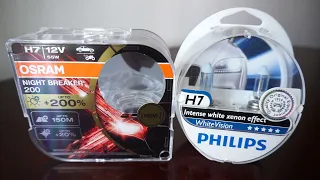 OSRAM NIGHT BREAKER +200% vs Philips WhiteVision