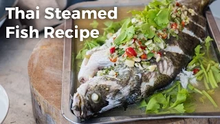 Thai Steamed Fish With Lime and Garlic Recipe (ปลากะพงนึ่งมะนาว)