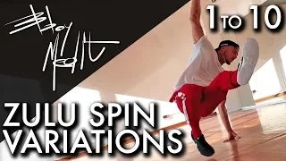 10 ZULU SPIN VARIATIONS • Footwork tutorial • Bboy MeditRock