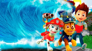 PAW PATROL MISIÓN SOBREVIVIR A UN TSUNAMI EN MINECRAFT 🌊