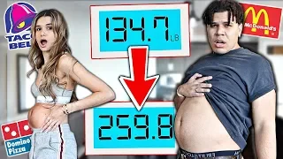 Who Can GAIN the MOST WEIGHT in 24 Hours!! *FAST FOOD CHALLENGE*