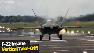 F-22 Raptor fighter jet pilot performs insane vertical take-off