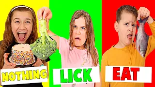 BITE, LICK or NOTHING FOOD CHALLENGE!! | JKrew