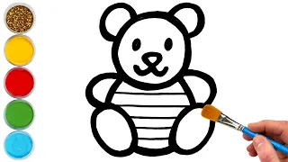 Teddy Bear Drawing, Painting and Coloring for Kids, Toddlers | Let's learn Colors Together