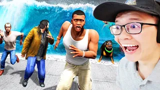 GTA5 海啸来了攻击洛圣都啦！TSUNAMI Coming Hitting LOS SANTOS in GTA5 ! (救命啊 😱)