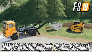 FS19 New Console Mod MAN TGS Skip Pack Les petites Collines TP Map Farming Simulator 19 PS4