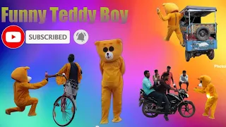 Teddy bear prank on public place || Funny dance & crazy reaction 😂❤️ || #funnyteddyboy #funnyvideo