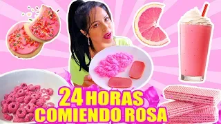 24 HORAS COMIENDO ROSA 😅 RETO Sandra Cires Art 😱 All Day Eating Pink Food Challenge