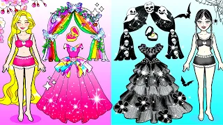 Black Wednesday Addams VS Pink Barbie Bride #2 - Barbie Wedding Handmade - Lovely Barbie