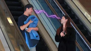 Girl Staring at Strange Boys on the Escalator | Prank