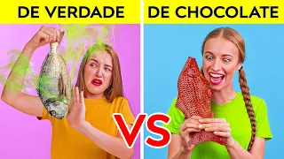 DE VERDADE X DE CHOCOLATE || Guerras de Pegadinhas Engraçadas, por 123 GO! Desafios