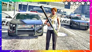 GTA 5 Five Star Cop Battle at Downtown + Police Chase - GTA V Police Shootout