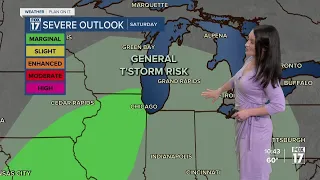 Pop-up shower or thunderstorm possible late Saturday