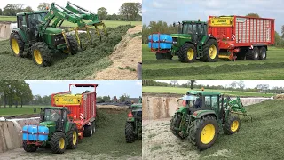 Gras oprapen met John Deere 7810 + Pöttinger Jumbo 7210 en inkuilen met John Deere 6810 (2022)