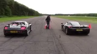 Ferrari Enzo vs Porsche Carrera GT @ Hypermax..The Ultimate Drag Race !