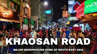 4K Thailand Travel 🇹🇭 2024 New Year Holiday Night Walk in Khaosan Road Bangkok