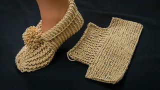 Knitted slippers are easy and simple step by step!