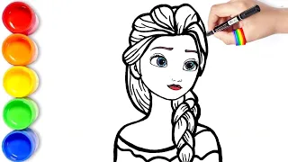 Queen Elsa from the FROZEN series Drawing and coloring👸How to draw Elsa #elsadrawing #howtodrawelsa