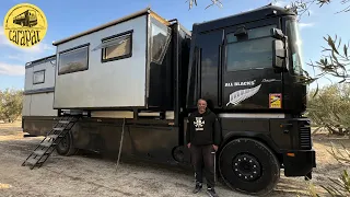 He lives alone in this huge converted truck