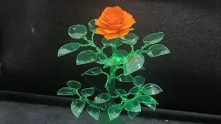 diy rose flower bonsai using soda bottle & drinking straw plastic bottle craft best out of waste