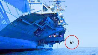 US Navy Sailors Could DIE HORRIBLY If They Fall Off An Aircraft Carrier!