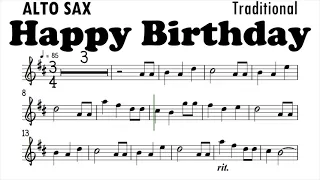 Happy Birthday Alto Sax Sheet Music Backing Track Play Along Partitura
