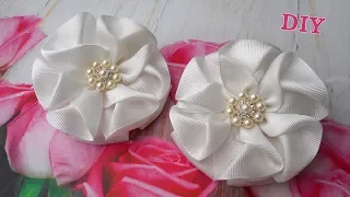 Школьные банты из репсовой ленты Пышные белые DIY Lush White Bows OlgaRibbons