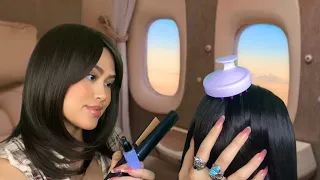 ASMR Southern Mom / Lady On The Airplane Does Your Hair (+ Neck & Scalp Massage) ✈️ gum chewing RP