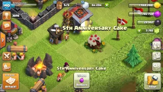 5 th Anniversary cake is cut by Barbarian!!! [Clash of Clans -2017 ]