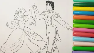 Coloring Disney The Little Mermaid - Princess Ariel & Prince Eric Coloring Pages for kids#ariel