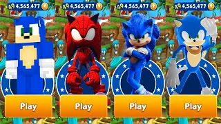 Sonic Dash - Spider Sonic vs Movie Sonic vs Minecraft Sonic vs Subway Sonic - Run Gameplay