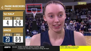 Geno Auriemma, Paige Bueckers Post Game Interviews After She Drops 27 In UConn's Win + Celebration