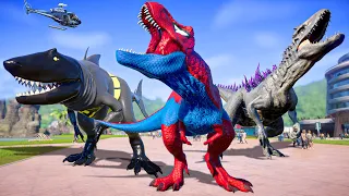 Spiderman, Wolverine, Venom, Batman, Joker The Epic Super Hero Dinosaurs Fight in Jurassic World