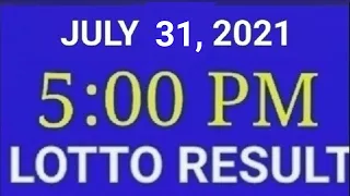 LOTTO RESULT TODAY 5PM JULY 31 2021