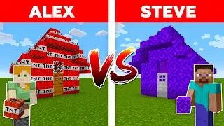 Minecraft - NETHER PORTAL HOUSE vs TNT HOUSE / Alex vs Steve Part 6