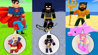 SUPER HERO POMNI BROTHERS AND SUPER HERO CUTE GIRL SUPERMAN, BATMAN SKIBIDI -  Minecraft Animation