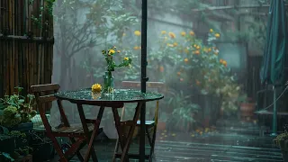 Heavy Downpour Rain Rain Outside the Windows - 3 Hours of Rain in Pretty Garden