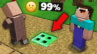 WHY ONLY 99% OF VILLAGERS DO NOT SEE THIS EMERALD TRAPDOOR IN MINECRAFT ? 100% TROLLING TRAP !