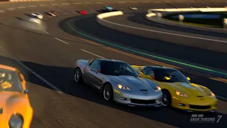 Two Corvette C6 Racing Cars Chasing in Gran Turismo® 7  | Gameplay HD