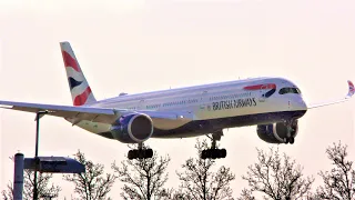 Strong Crosswinds at London Heathrow Airport, LHR RWY27R Action!!! 11/3/21 Part 1